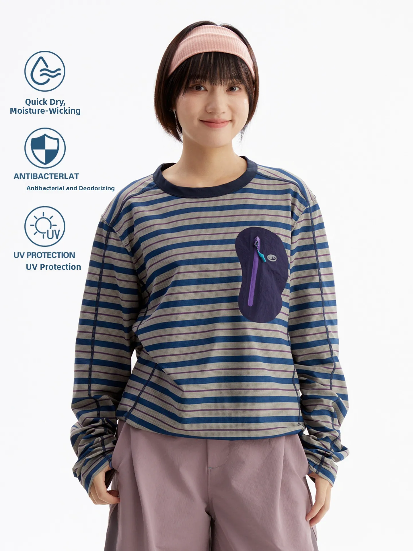 Retro American Color Block Striped Long Sleeve T Shirt Unisex Autumn Trendy Loose Versatile Moisture Wicking Quick Dry Sport Top