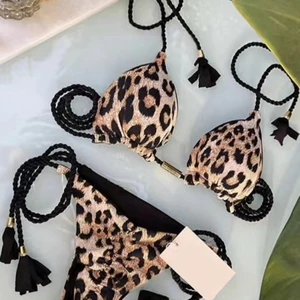 Oiinaa-sexy Zebra-Synamp von Frauen, Leopardo Stamp Biken Set, Krawattenfarbstoff, Drawsring Beachbekleidung, Badebekleidung, 2 PCs 8 Hauptverkäufe Zebra -Set - №4