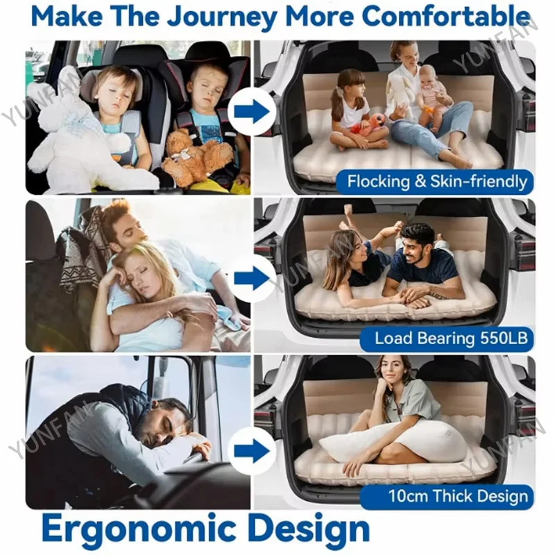 For Tesla Model Y PVC Inflatable Air Mattress Outdoor Camping Inflatable Special Suede Fabric Car Travel Bed view 5