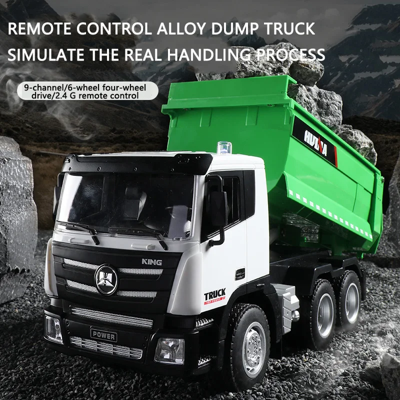 

1: 18 Nine-channel Outdoor Remote Control Dump Truck Dump Truck Simulation Engineering Vehicle Electric Toy HUINA Car Model Toy