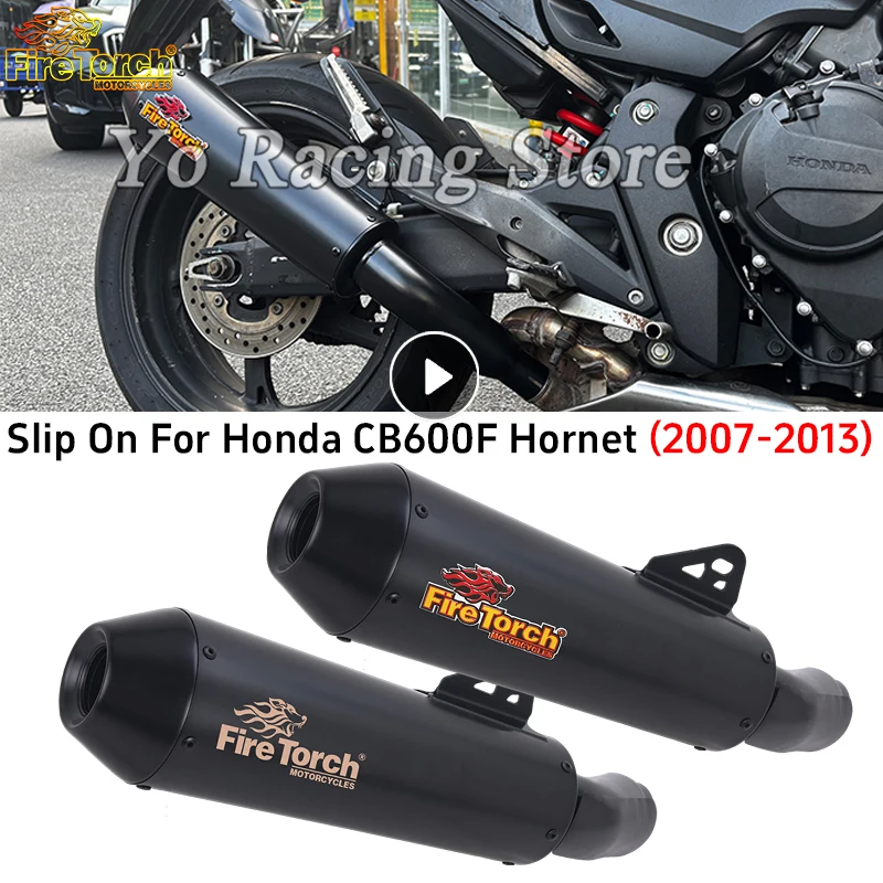 Slip On For Honda CB600F Hornet 2007 - 2013 Motorcycle Exhaust System MW Escape Mid Link Pipe Black Moto Muffler Heat Shield