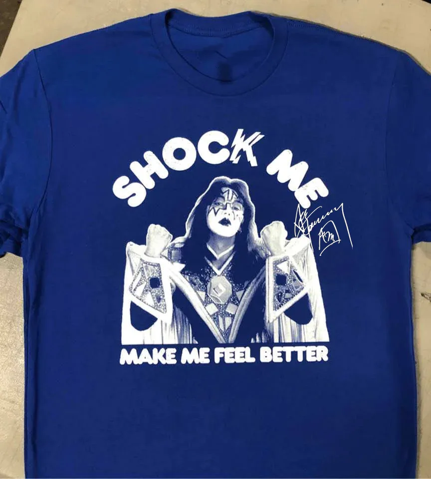 Vtg Ace Frehley Shock Me Cotton Blue All Size T Shirt AA2190