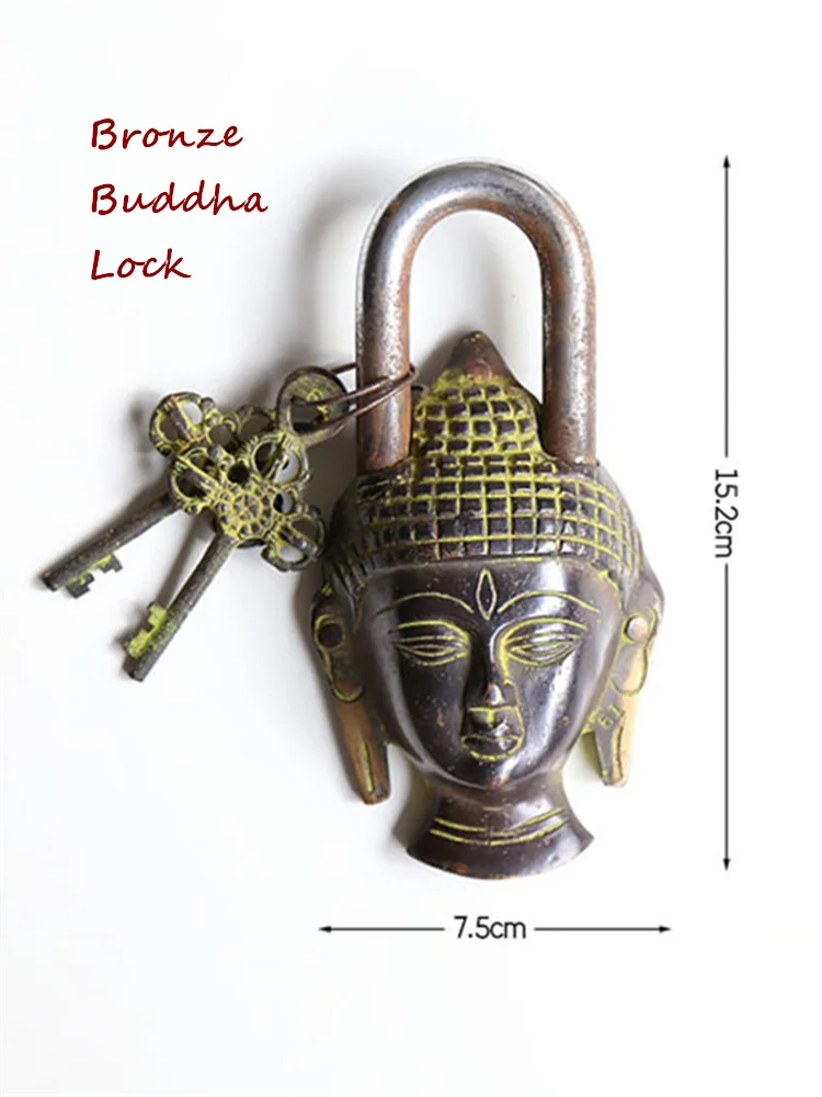 

HDC0808 Tibetan Handmade Antiqued Bronze Solid brass Buddha Head Lock & Key from Nepal,Tibetan Metal Crafts Free ship