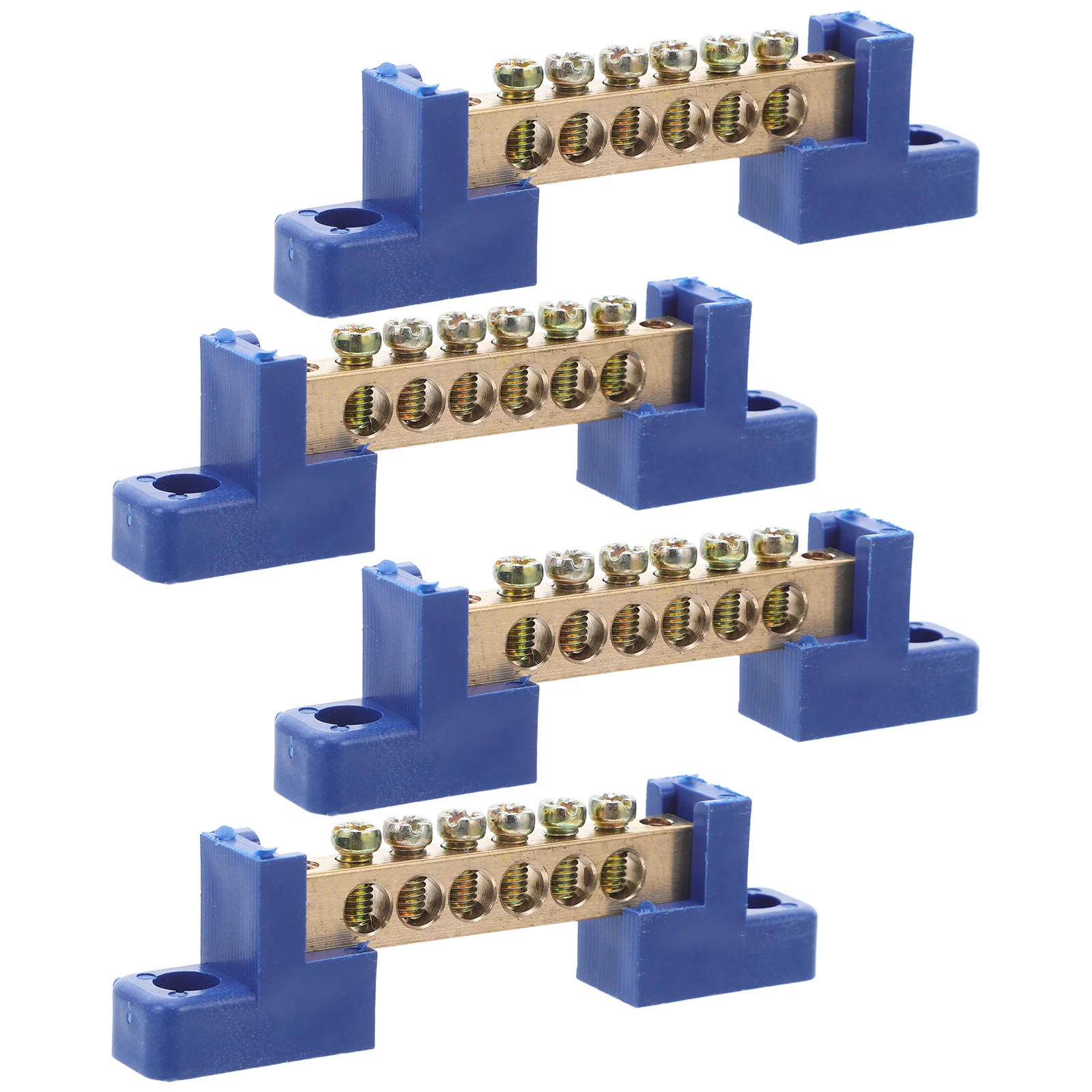 

4pcs Copper Terminal Block 6-Position Ground Bus Bar For Electrical Distribution Box High Conductivity Compact Heat Resistant