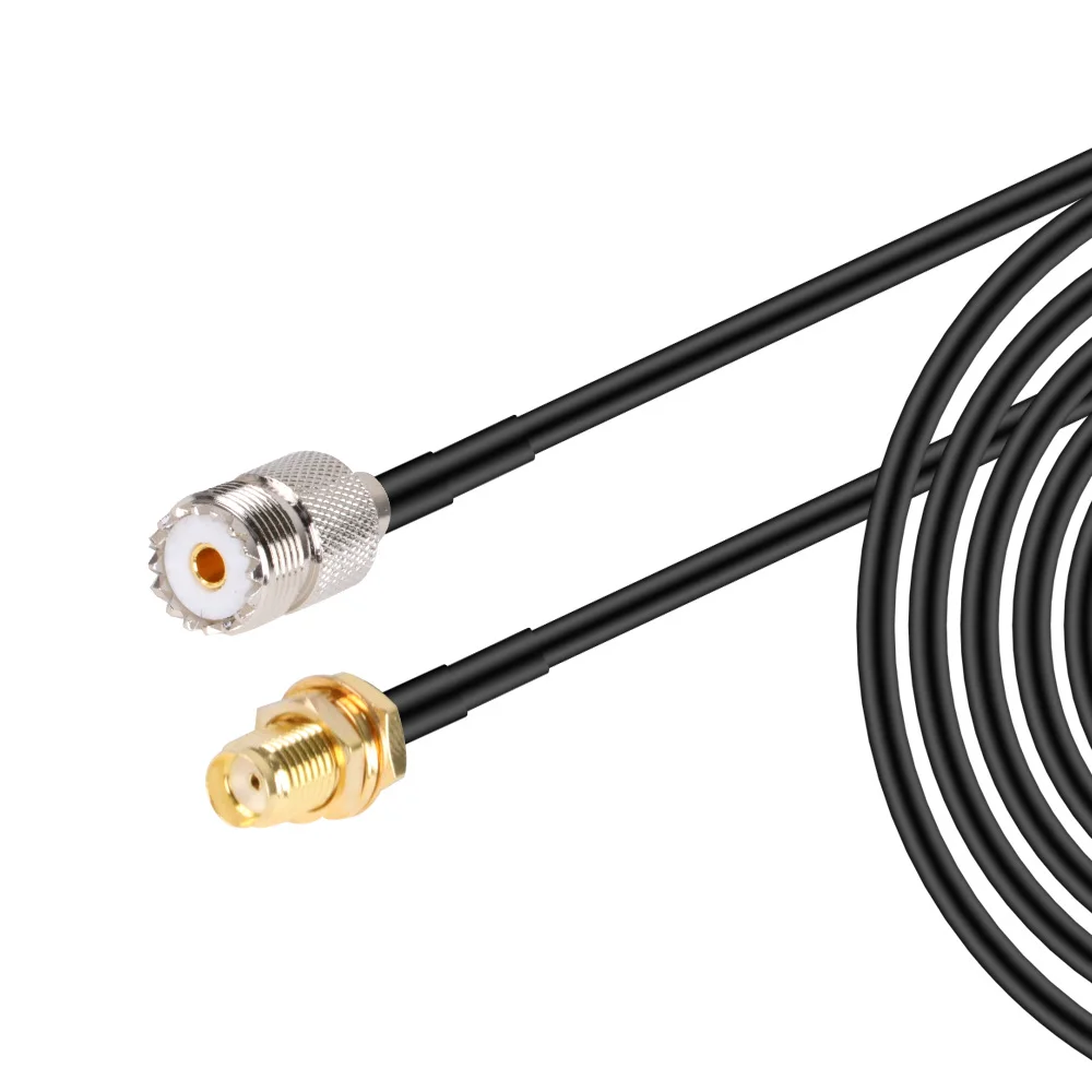 UHF SO239 female to SMA female bulkhead straight crimp RG58 cable RF jumper pigtail