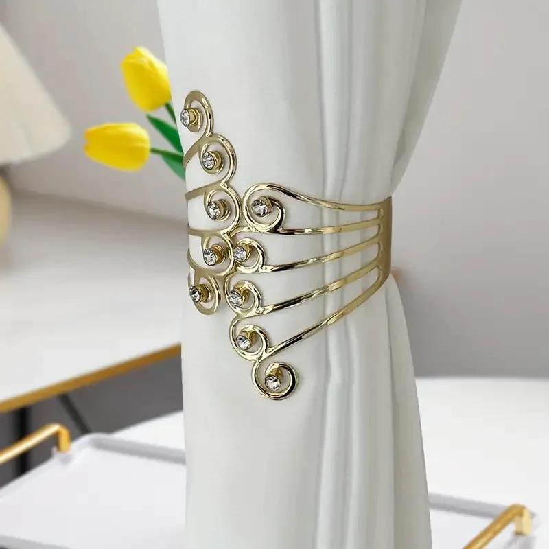 2 Elegant Alloy Inlaid Rhinestone Curtain Buckles, Gorgeous Style Home Decoration, Especially Suitable for Thin Gauze Curtains
