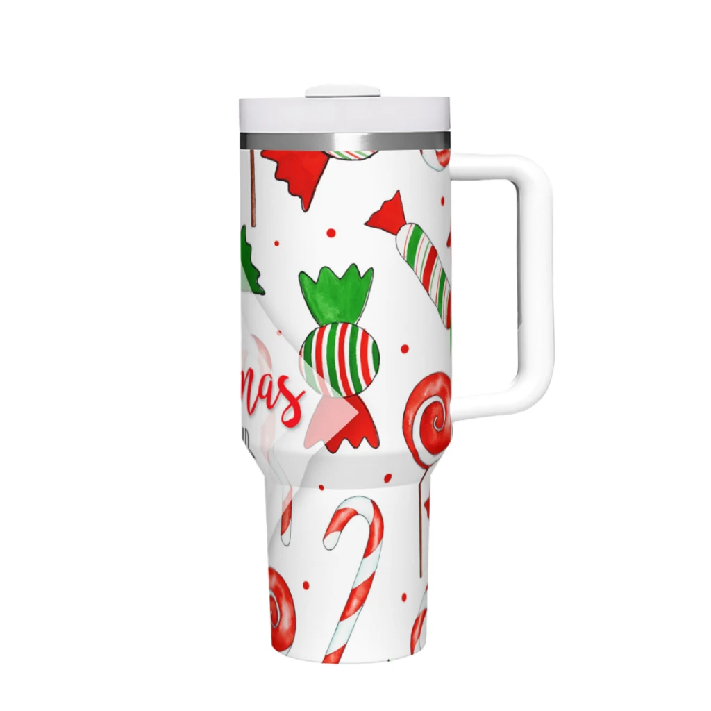 

Christmas 40 Oz Ultimate Tumbler with Handle and Straw Vacuum Insulated Tumbler with Straw and Lid Stainless Steel Travel Mug