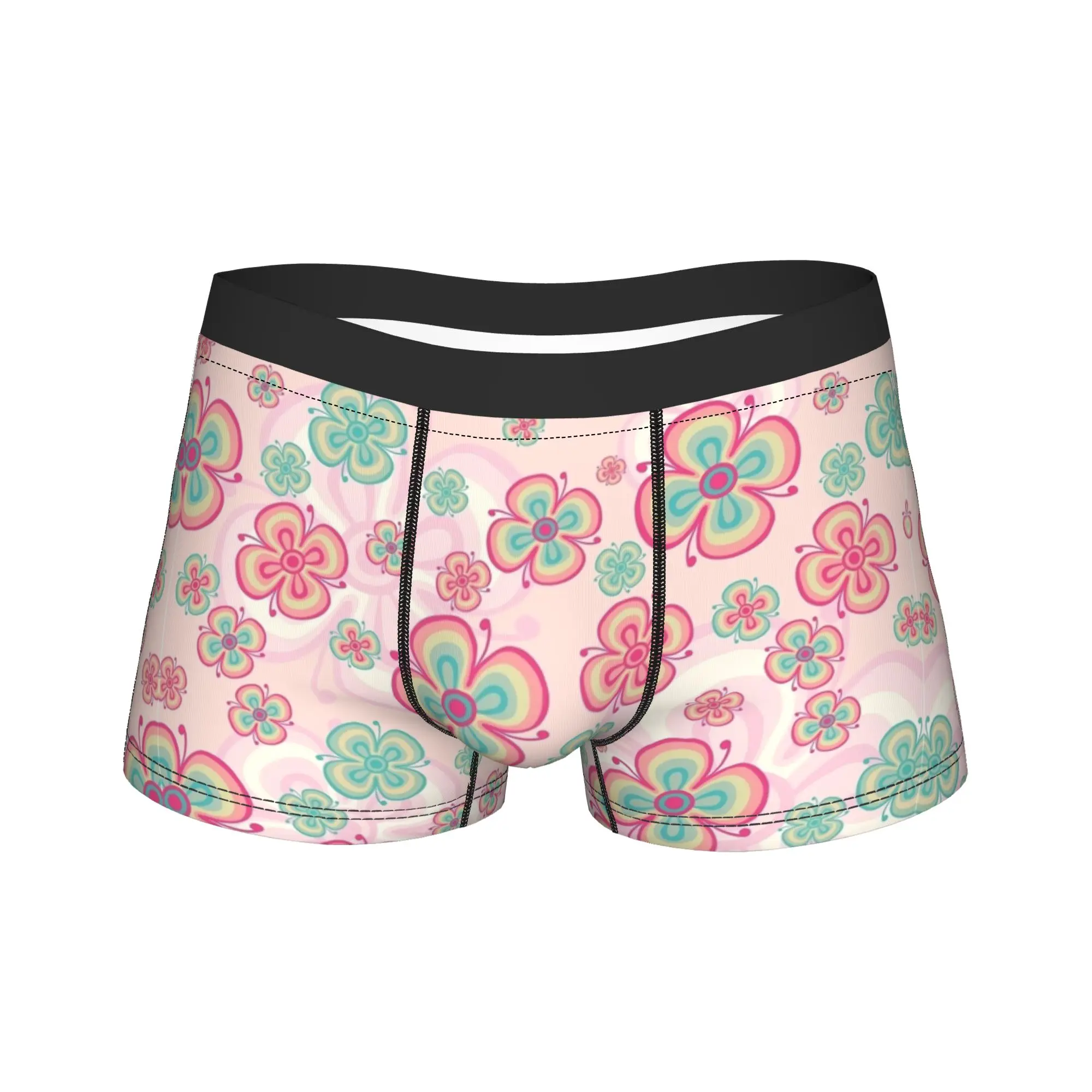 Pastel retro floral seamless pattern background Underwear  Print Boxer Shorts Trenky Men's Panties Elastic Boxer Brief