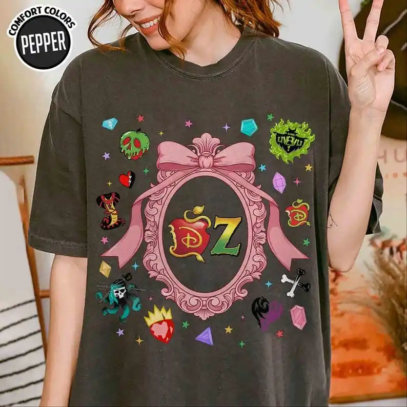 أحفاد الزومبي العالم جولة الاصطدام 2025 قميص أحفاد إيفي مال قميص الزومبي 4 تي شيرت الموسيقى الحفل المحملة سليل مروحة