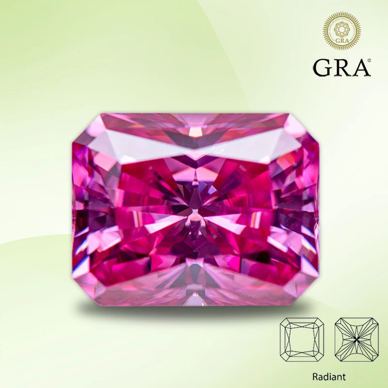 

Moissanite Lab Grown Diamond Pink Color Radiant Cut Gemstone for DIY Ring Necklace Earrings Main Materials with GRA Certificate