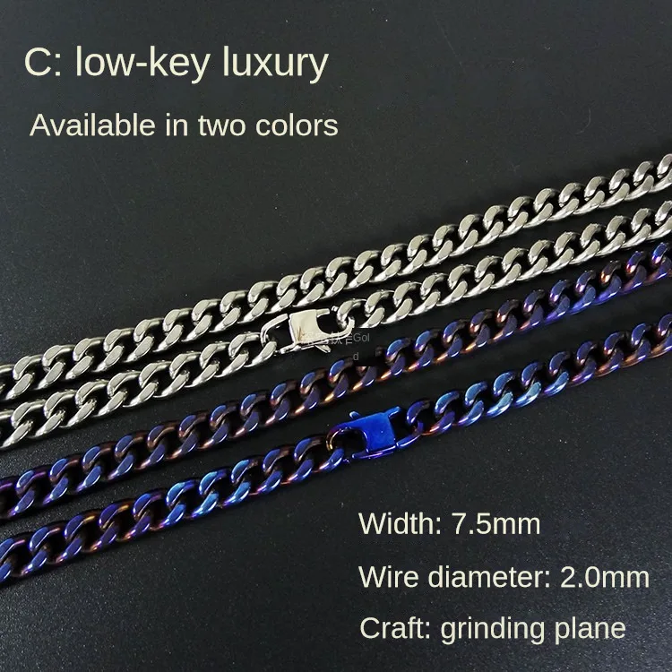 Ultra Light TA1 Pure Titanium Link Chain Necklace Men and Women Hip Hop Chain Non-Allergic Non-Tarnish Colorfast Chain Necklace