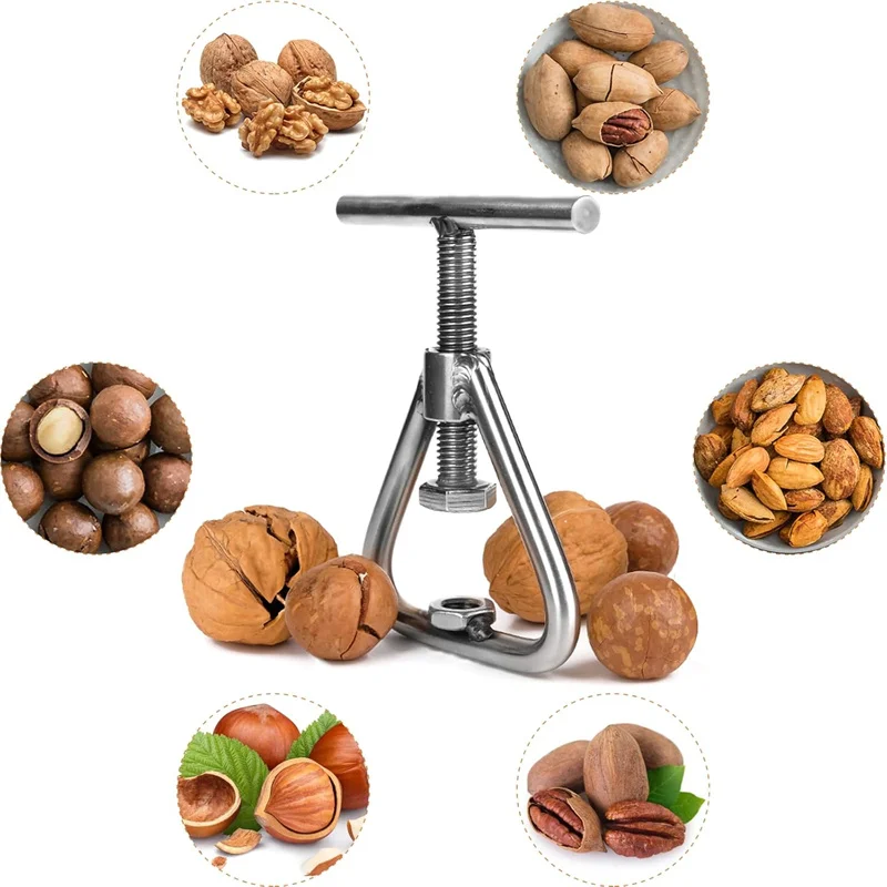 Stainless Steel Manual Nut Opener Cracker Machine Walnut Cracker with Adjustable Screw Mechanism for All Nuts Kitchen Gadget view 3