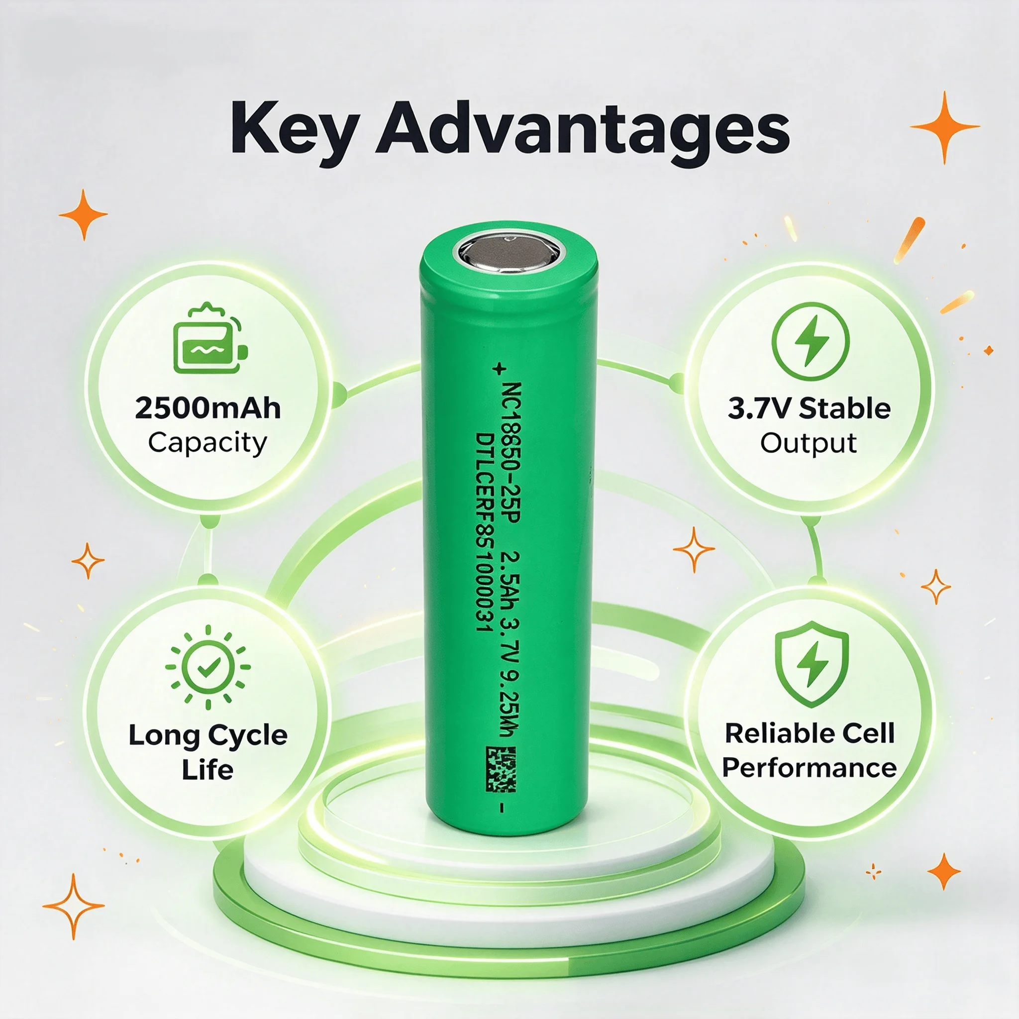 INR18650-25P 18650 2500mAh 3.7V Rechargeable Li-ion Battery For Christmas String Light Halloween LED Toy Flashlight