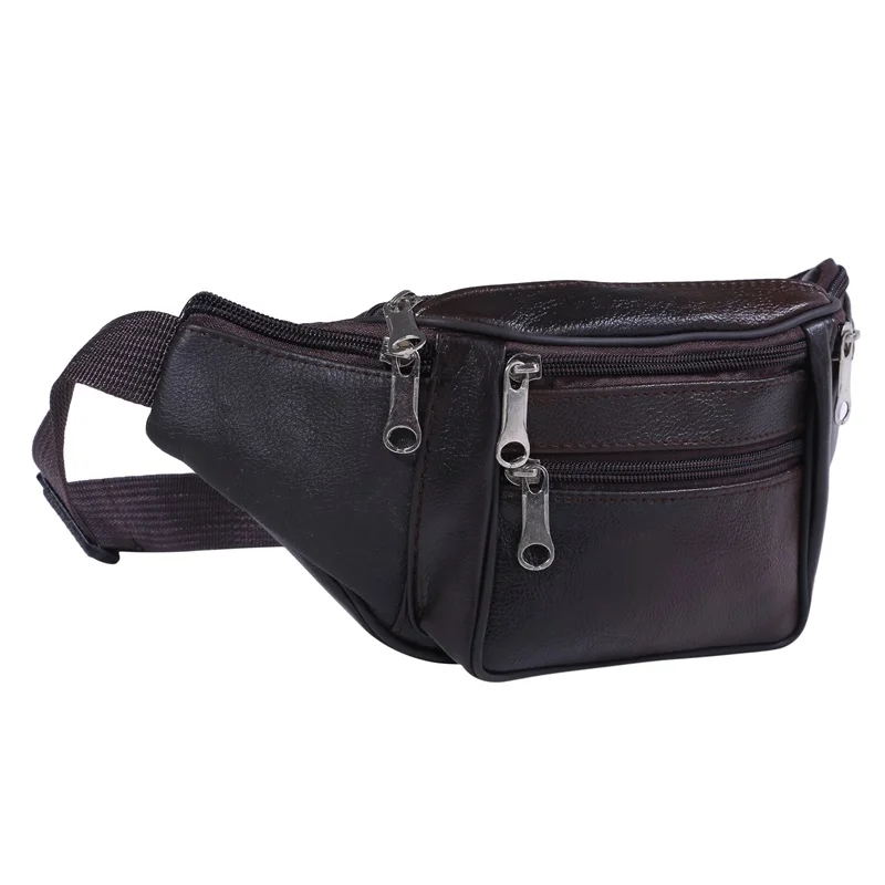 Men\'s Waist Pack PU Leather Bag Waist Belt Bag Male Artificial Leather Fanny Pack Fashion Luxury Small Shoulder Bags for Men