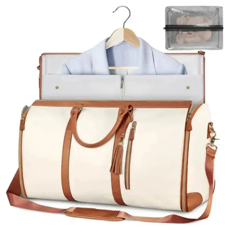 2 in 1 Convertible Garment Duffel Bag for Travel Large Capacity Weekender Bag Shoe Bag Business Trip Carry On Luggage Unisex