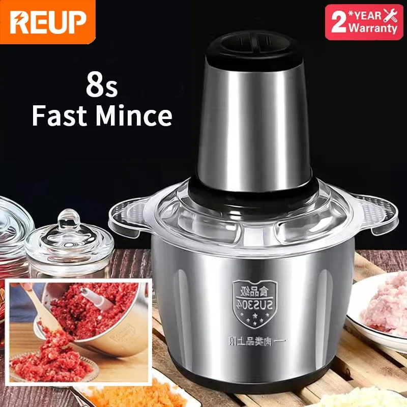 Electric Meat Grinder Stainless Steel Chopper Kitchen Utensils Vegetable Grinder Slicer Household Blender Food Processor Tools