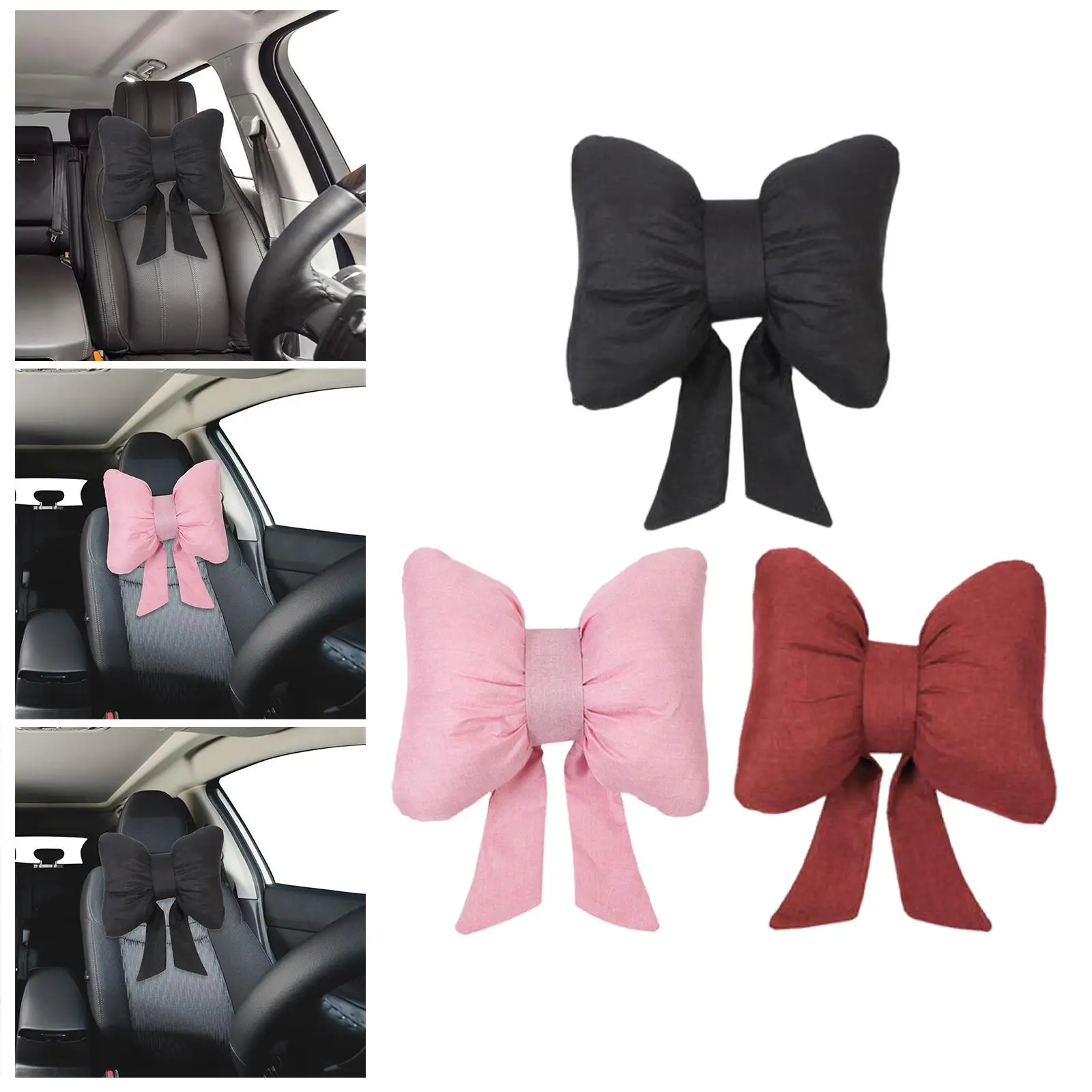 

Bow Car Neck Pillow for Computer Chairs Multipurpose Soft Decorative Cushion