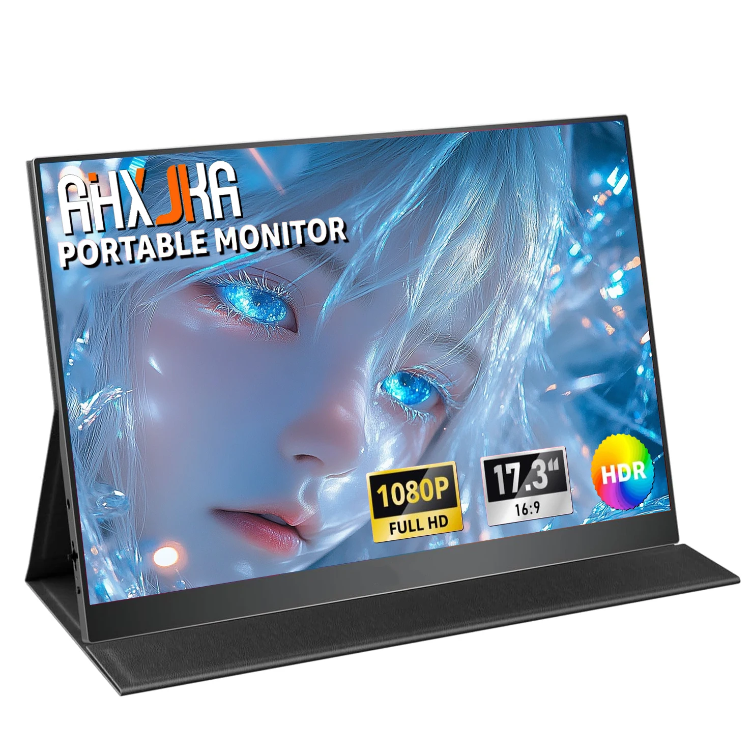 

Портативный монитор AHXJKA для ноутбука, экран FHD 1920 × 1080, 17,3 дюйма, IPS-дисплей с портом USB типа C, встроенными динамиками и металлической крышкой