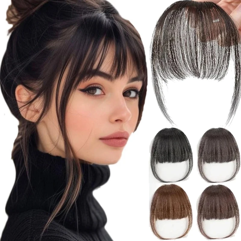 Fake Air Bangs Hair Clip-In Extension Synthetic Hair Fake Fringe Natural False Hairpiece Women Clip in Bangs Hair Styling Tools