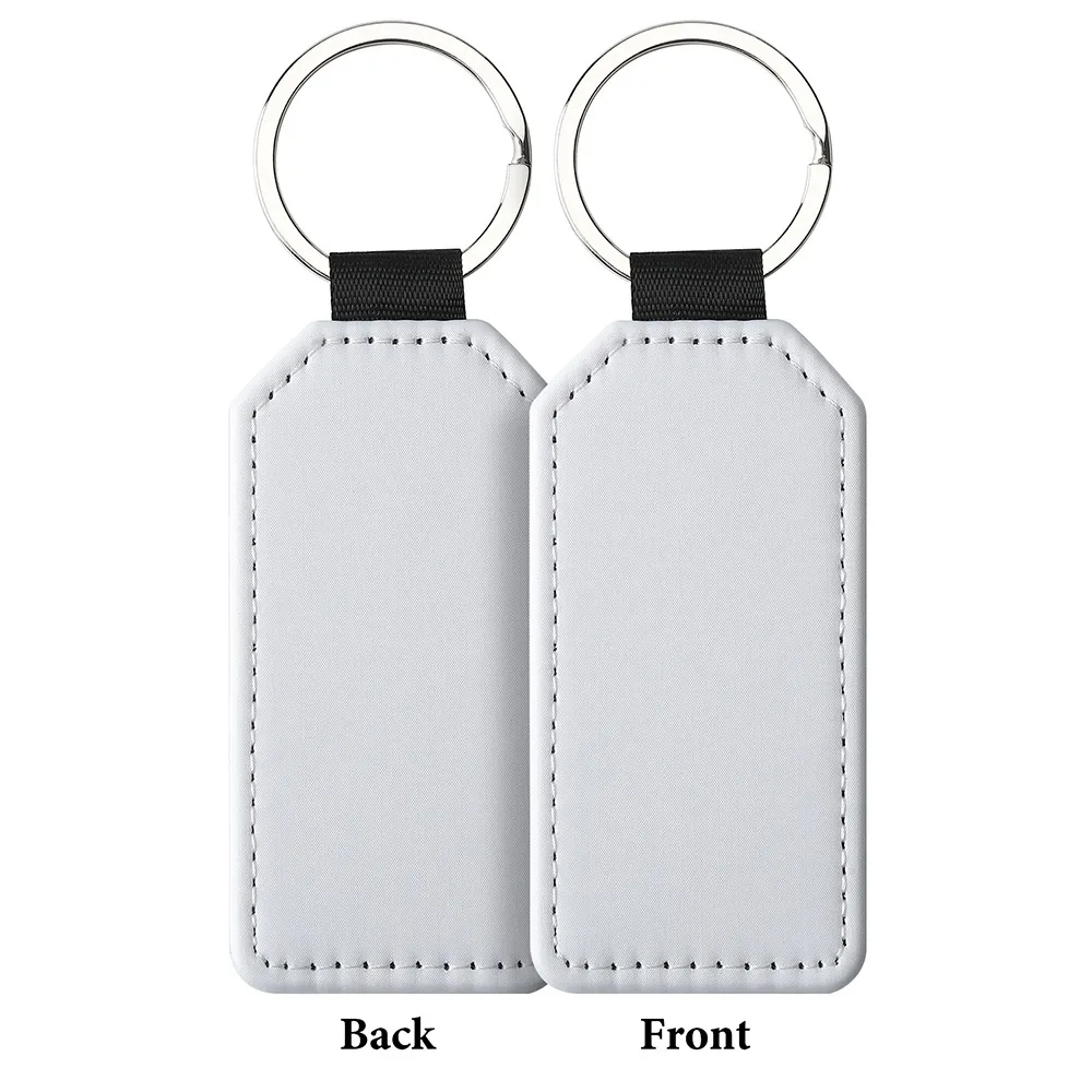 DIY Dye Sublimation Blanks Keychain PU Leather Rectangle Heat Transfer Keyring Pebbled Grain Heart