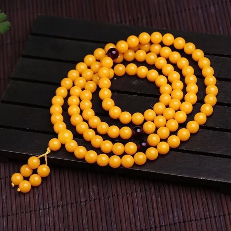 

Beeswax Multi-circle 108 Buddha Beads Amber Necklace Men's and Women's Models