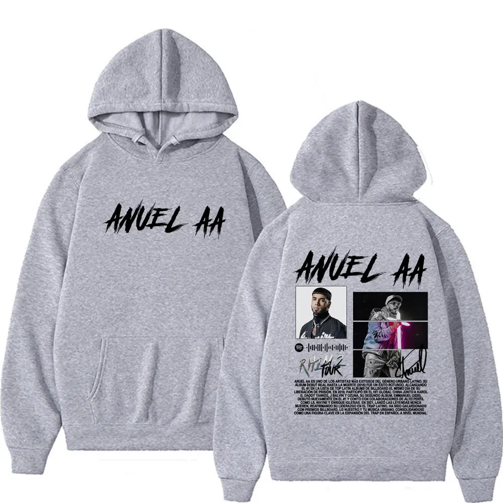 

Рэпер Anuel AA Rhlm 2, альбом-тур, толстовки с принтом для мужчин и женщин, модный тренд, хип-хоп, поп-музыка, толстовки с капюшоном, топы, толстовки высокого качества