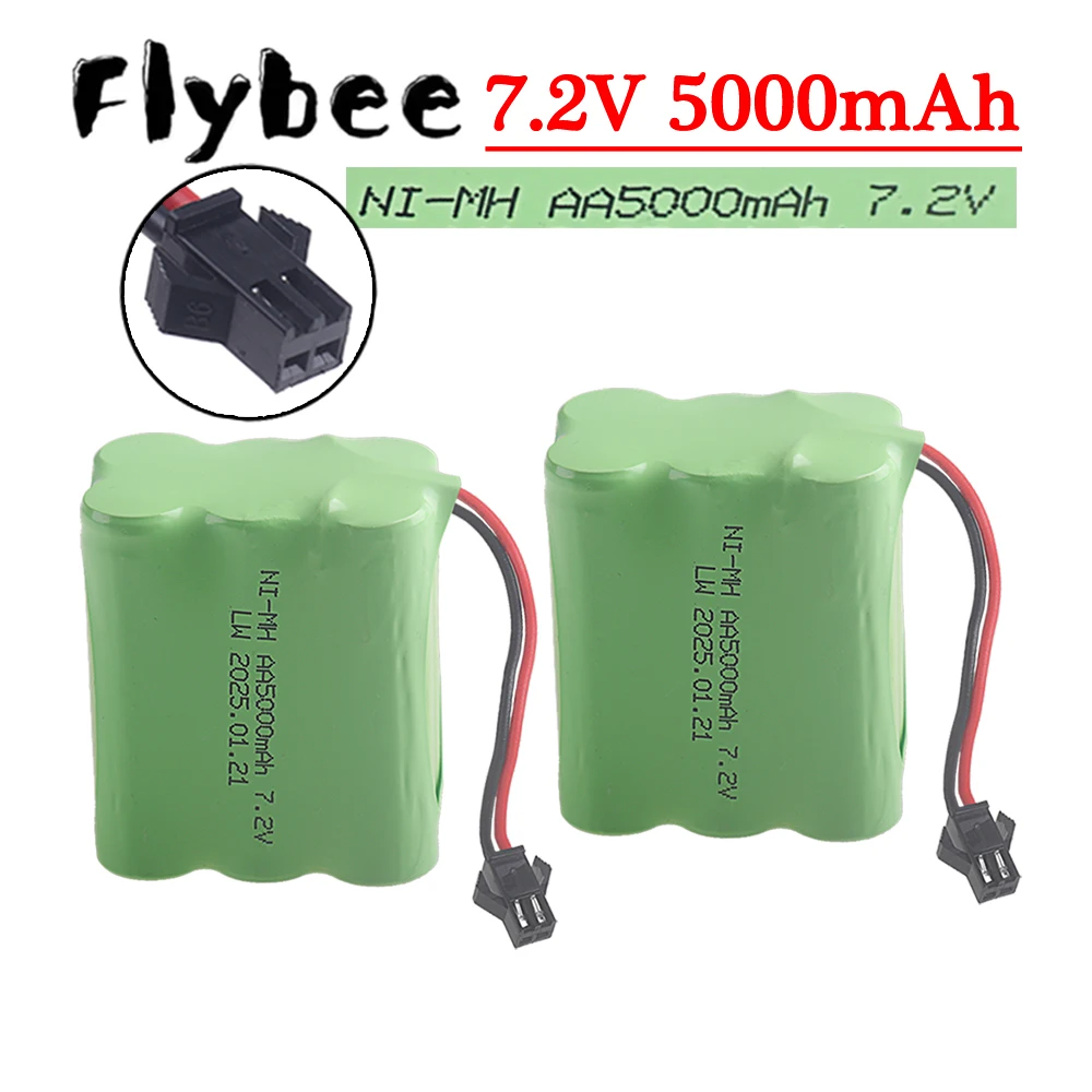 

(SM-2P Plug) 7.2V 5000mah NiMH Battery For Rc toys Car Boat Tanks Trains Robot Parts Ni-MH AA 7.2v Rechargeable Battery 1-5 Pcs