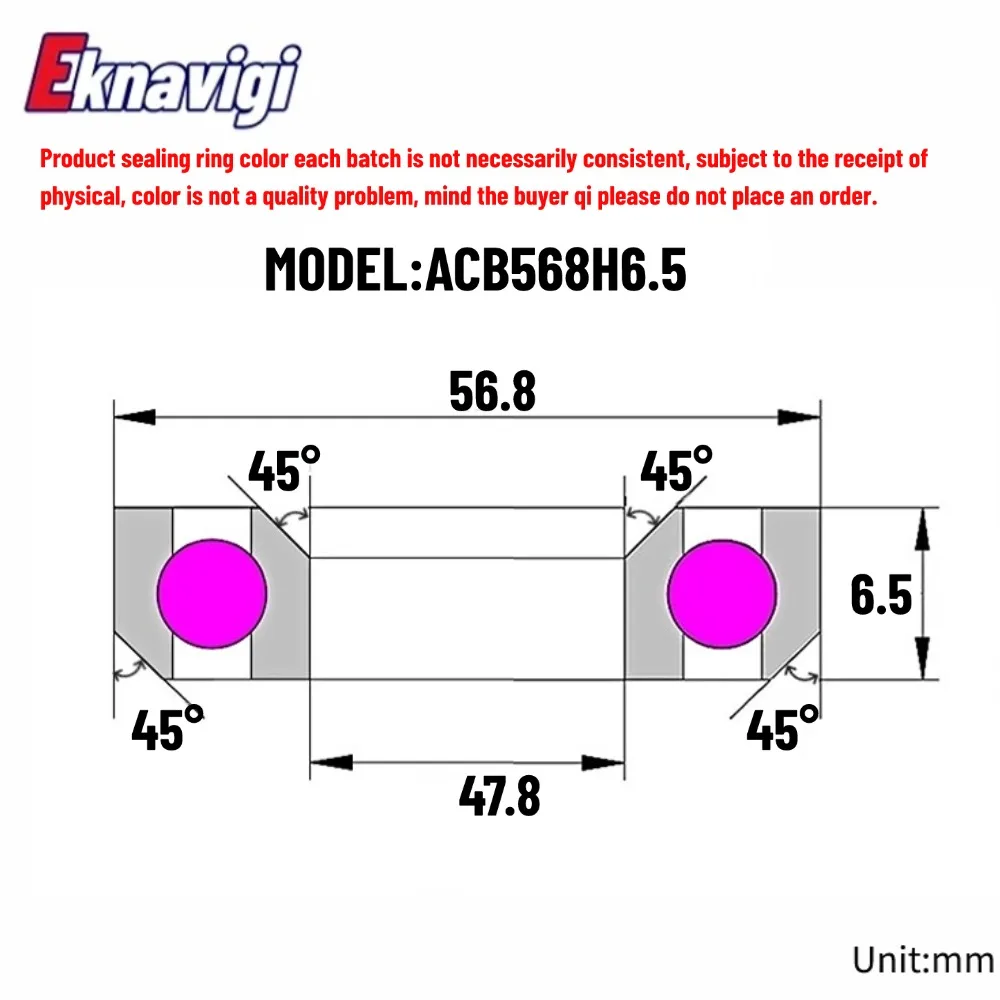 1PCS ACB568H6.5 Headset Bearing 47.8*56.8*6.5 MM 45°*45° Bicycle Front Bowl Sleeve Bearings ACB3039 Mountain Bike Balance Bike
