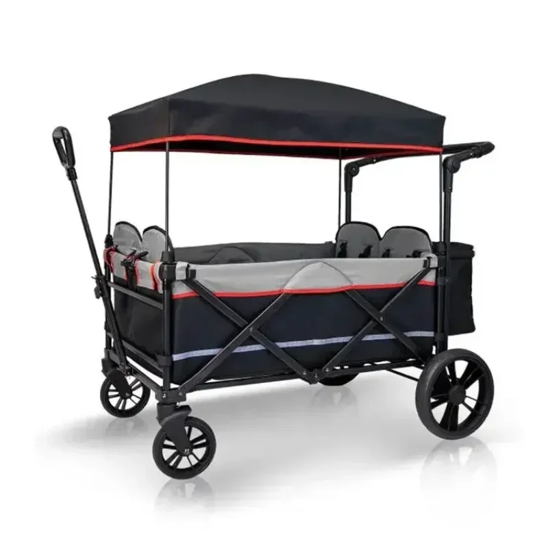 Carro de freno de jardín al aire libre, carrito de Camping plegable para Picnic en la playa con dosel, plegable ajustable portátil personalizado