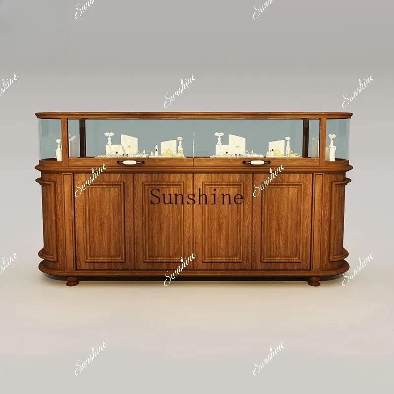 Clothing store oval jewelry Nakajima exhibition table retro glass side cabinet display booth customization  FT