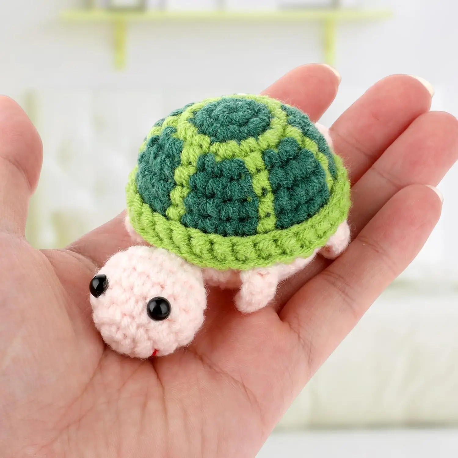 Crochet Positive Energy Sea Turtle With Encouragement Card Funny Handmade Wool Knitting Turtle Ornament Home Room Decoration