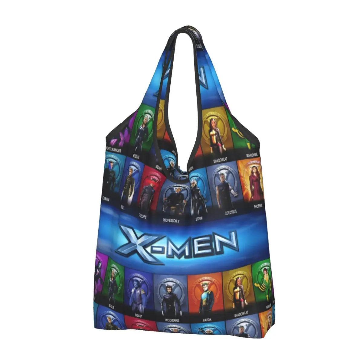 Custom Disney X-Men Marvel Film Shopping Bags Women Portable Big Capacity Groceries Shopper Tote Bags