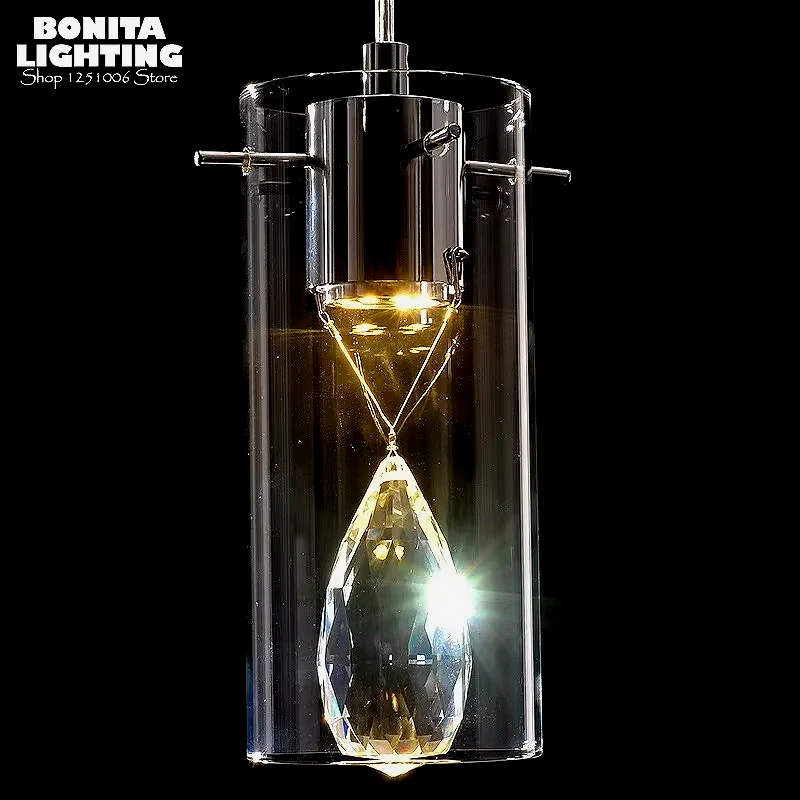 Single Head Luxury K9 Crystal Modern Chandelier Sparkling Jewelry Diamond Droplight Bedside Resturant Glass Led Pendant Lamp