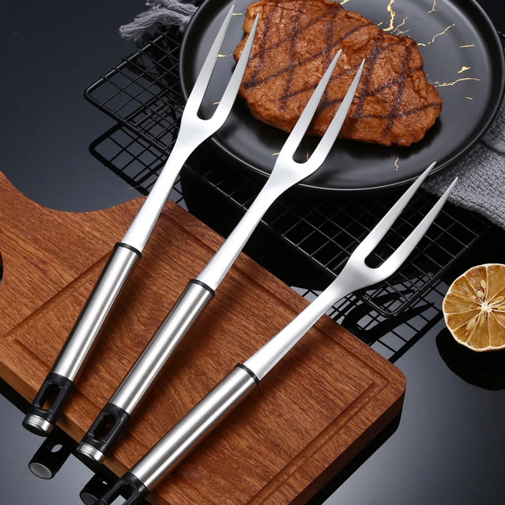 Stainless Steel Barbecue Spit Meat Fork Bbq Serving Forks Roast Chicken Outdoor Roasting Sticks