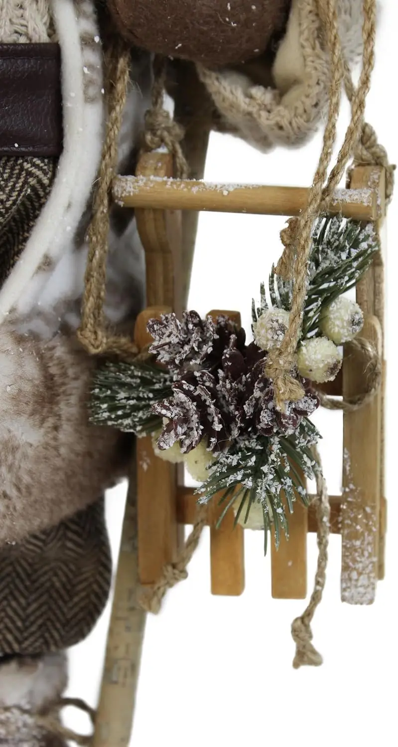 Estatuilla navideña de Papá Noel del bosque de 16 pulgadas con casita de pájaros y abrigo de copo de nieve para decoración navideña