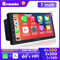 Srnubi-toyota、vw、ハイフン、kia、nissan、honda、lada、ford、AutoCarplay、ステレオGPS、Android 12、2din、7インチ用のユニバーサルカーラジオ