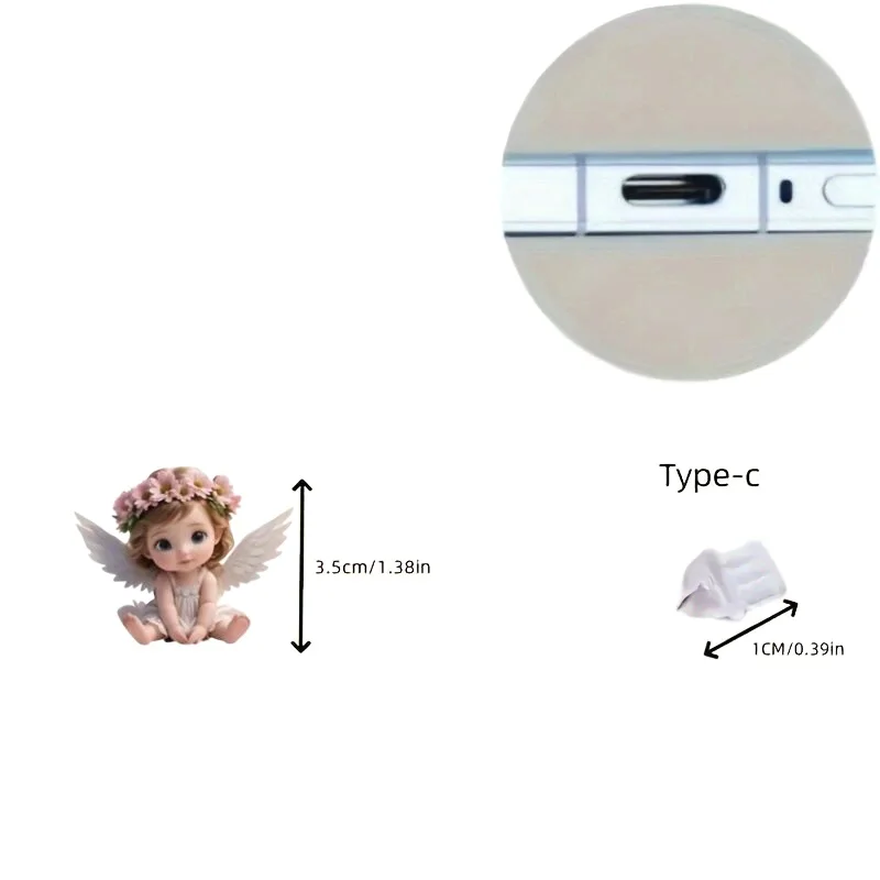 سدادة غبار للهاتف من الأكريليك منقوشة على شكل حيوان ساحر لحماية منافذ iPhone وType-C #2