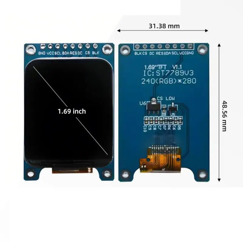 ∘1.69 Inch ST7789 IPS LCD Display Module SPI Interface Color Screen for Hobbyist DIY Electronic Toy Development