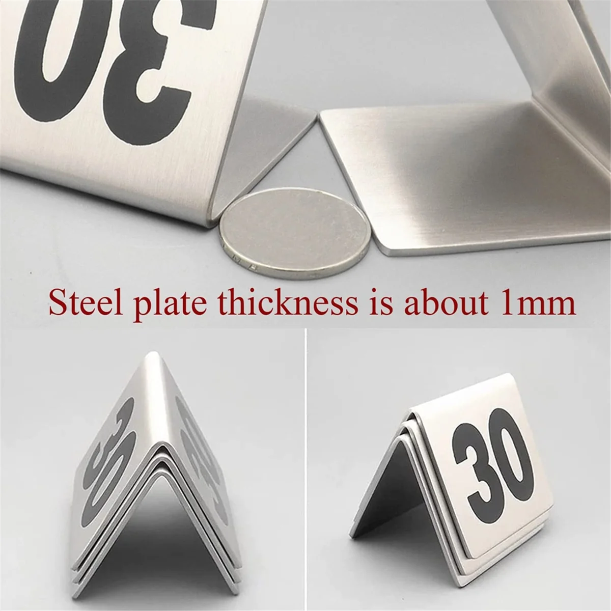 New 50PCS Restaurant Bar Place Table Marker Tabletop Number Sign Stackable Table Number Cards Double-Side Black Number