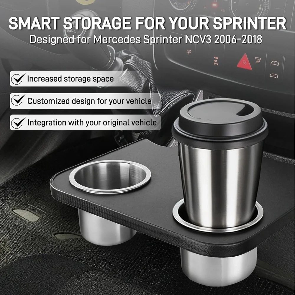 Car Mounted Double Hole Tray Cup Holder Smart Storage For Your Sprinter Designed For Mercedes Sprinter NCV3 2006-2018