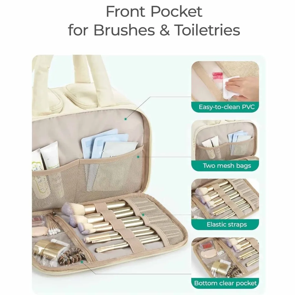 Storage Large Capacity Makeup Bag Puffy Portable Cosmetic Container Handle Multifunctional Wash Pouch Travel