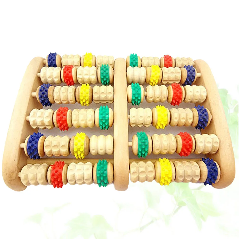

Foot Massager Roller Muscle Device Stress Relief Wooden Wheel Relaxation Tool Circulation Massage Self Use Assistance