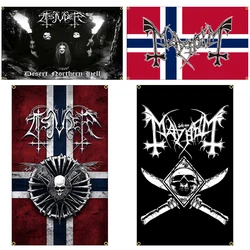 Banderas de banda de Metal negra de Noruega, tatuajes de arte de la muerte, carteles de banda de Rock, decoración del hogar, tapiz, bandera, 90x150cm, 3x5 pies