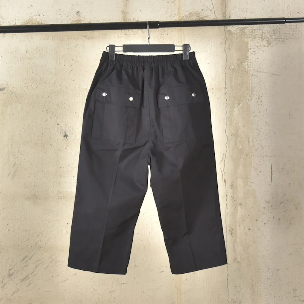 High Street Dark RO Cropped Pants Men's Hard Cotton Woven Straight Leg Pants Fashionable Zipper Streetwear Fashion Pants