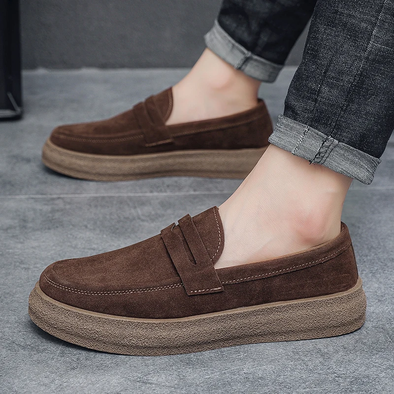 남성 스웨이드 스타일 슬립온 로퍼 플랫폼 두꺼운 밑창 - Suede Loafers Men 리뷰 및 가격