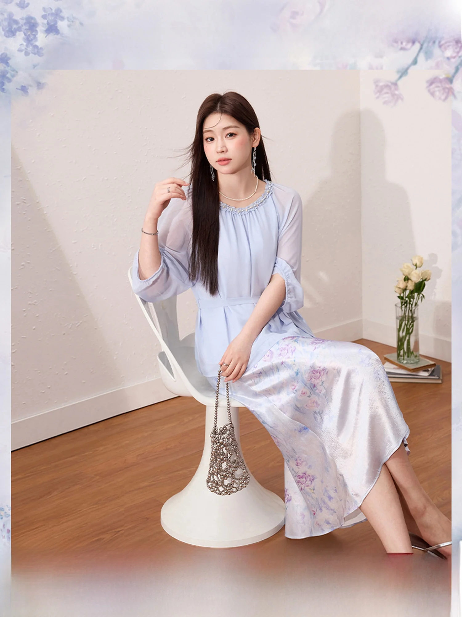 

Легкий комплект из юбки и топа с принтом, оригинальный дизайн, синий цвет, большие размеры, женская модная летняя одежда