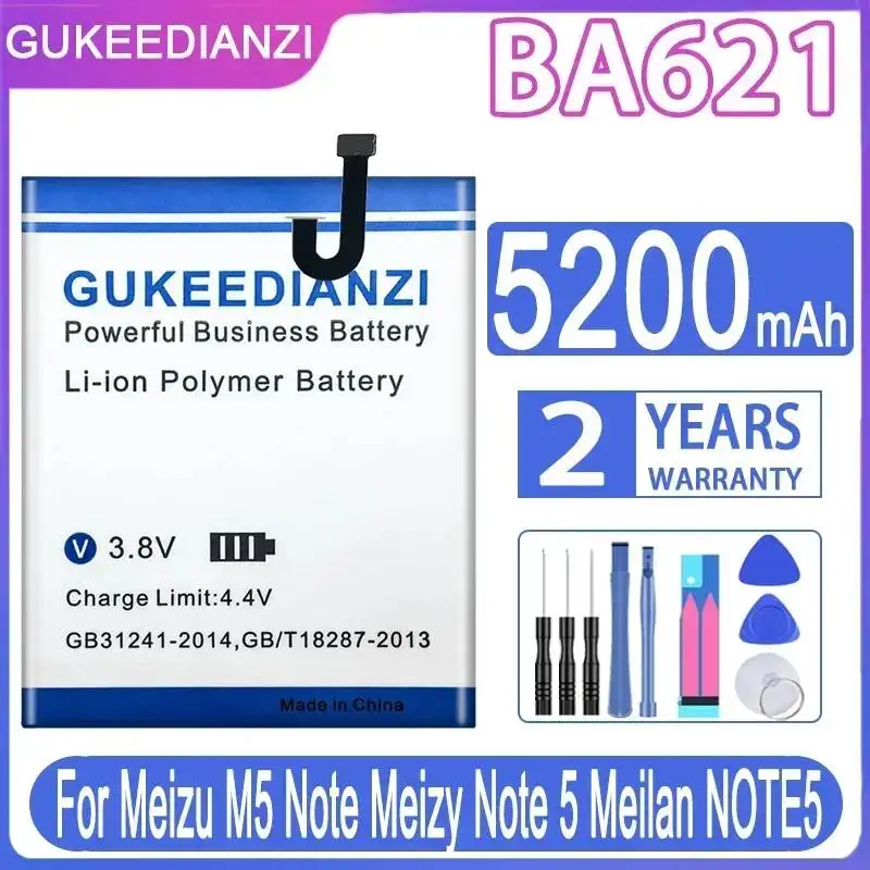 Long Lasting 5200mAh For Meizu M5 Note For Meizy Note 5 For Meilan NOTE5 High Compatibility BA621 Mobile Phone Battery