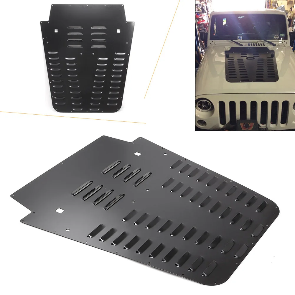 

Auto Aluminum Engine Hood Louver Protector Cover Black For 2013-2018 Jeep Wrangler JK Car Accessories Parts w/ Logo