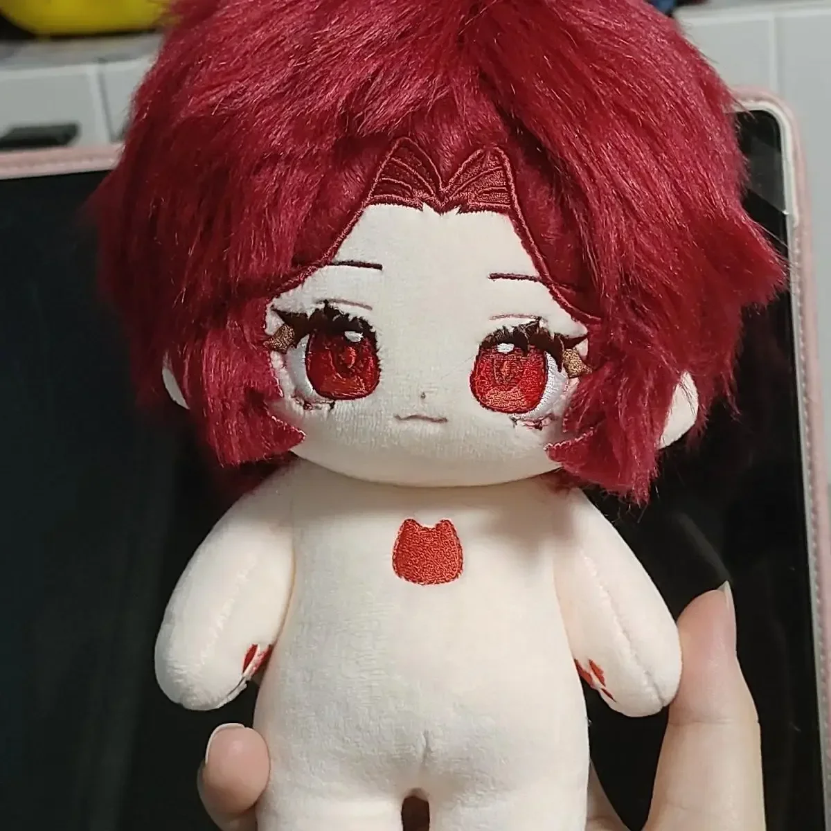 20cm Anime Attribute Wonder Red Hair Girl Plush Stuffed Doll Body Cosplay Game Cartoon Stuffed Dress Up Toy Figures Dolls Gift