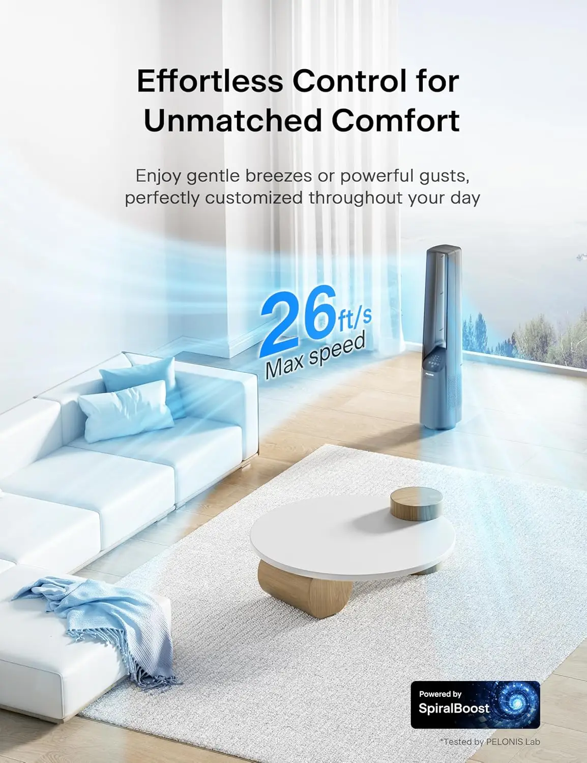 مروحة برجية بدون شفرات مقاس 40 بوصة، فائقة الهدوء (20 ديسيبل)، 6 سرعات، 4 أوضاع، جهاز تحكم عن بعد، مؤقت 7 ساعات، لغرفة النوم والمنزل